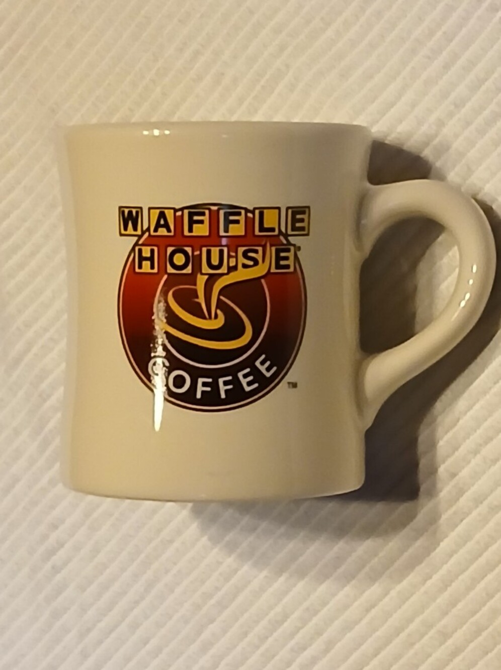 Vintage Waffle House Coffee Mug Cup Ivory White Heavy Stoneware 10 fl oz